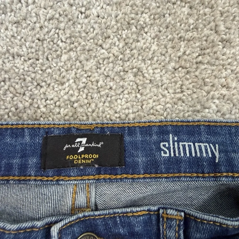 7 For All Mankind Slimmy Jeans Blue Womens 14 Stretch Slim Fit Premium Denim - Picture 2 of 8
